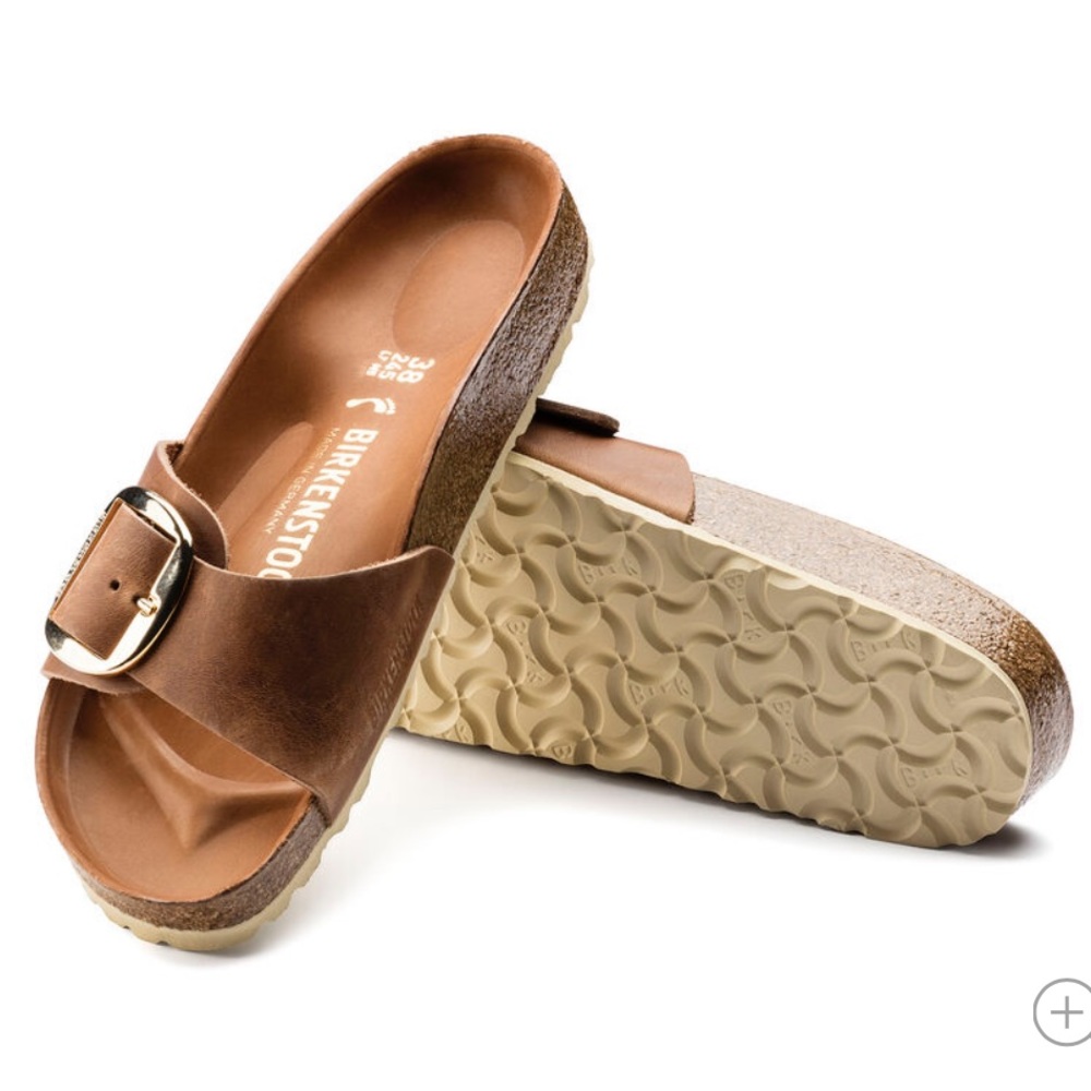 Birkenstocks Madrid Big Buckle Oiled Leather Brown Sandal